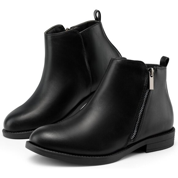 Women's  Black Ankle Boots Short Flat Low Heel Dress Chelsea Casual Classic - Picture 9 of 9